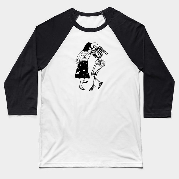 Girl Skeleton Dancing Baseball T-Shirt by RicardoCarn